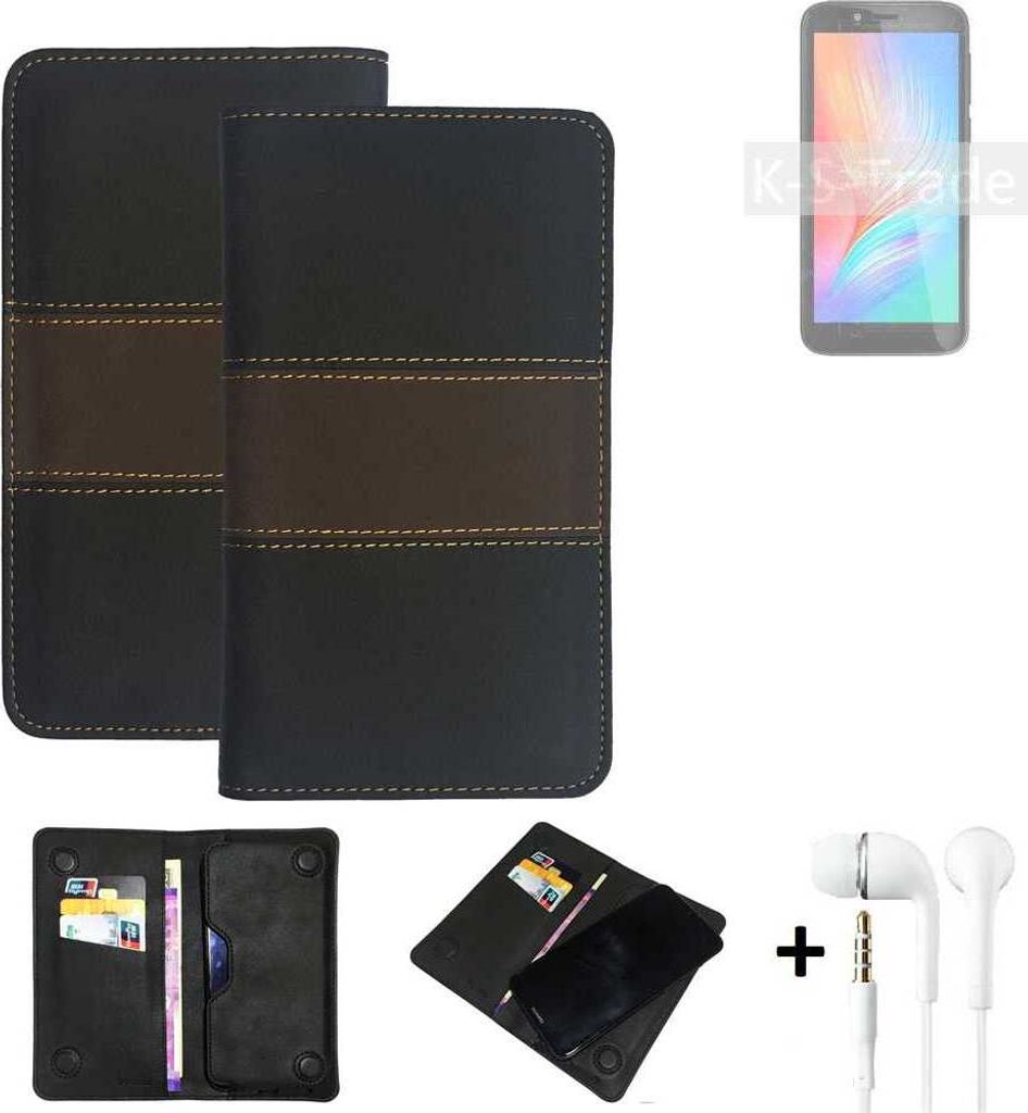 K-S-Trade Handyhülle + Kopfhörer kompatibel mit Gigaset GS3 Schutzhülle Walletcase Bookstyle Tasche Schutz Case Hülle Wallet Cover Kunstleder