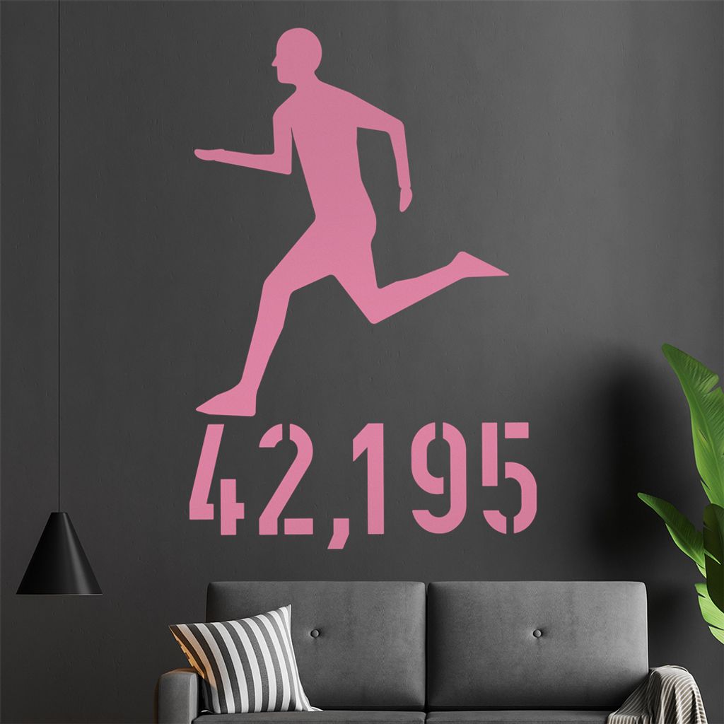 42,195 run Läufer Wandtattoo in 6 Größen - Wandaufkleber Wall Sticker - Dekoration, Küche, Wohnzimmer, Schlafzimmer, Badezimmer