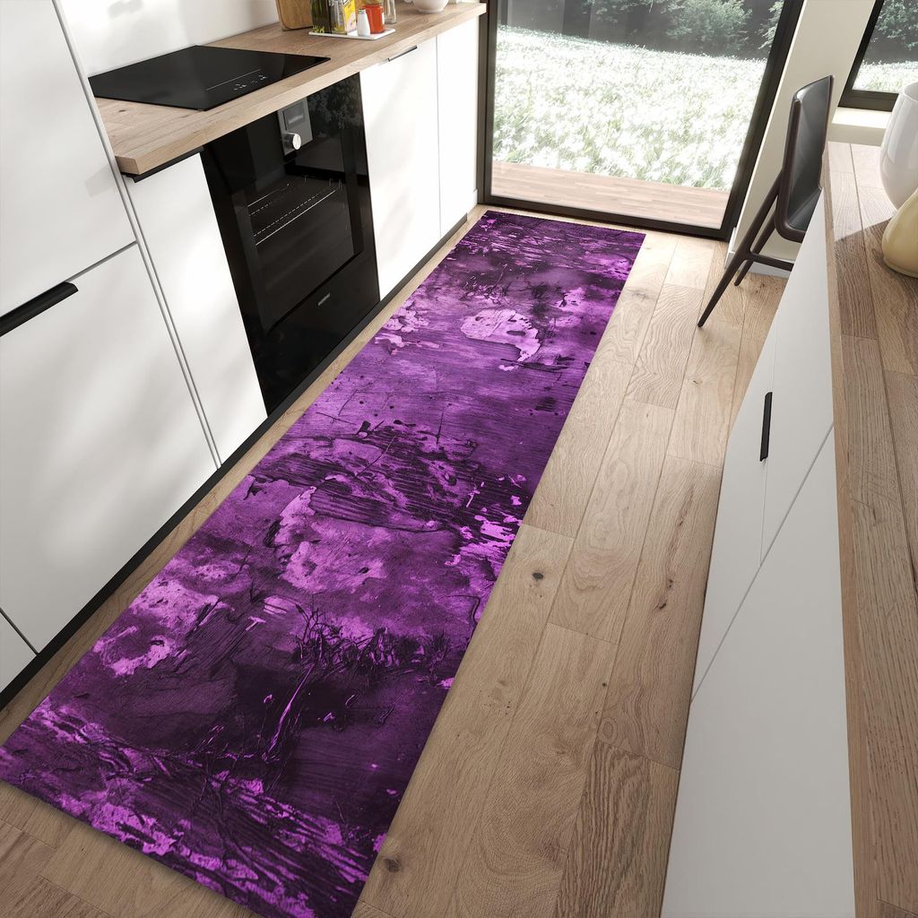 Küchenteppich 80x300cm rutschfest & abwischbar PVC Läufer - Abstrakte Wand