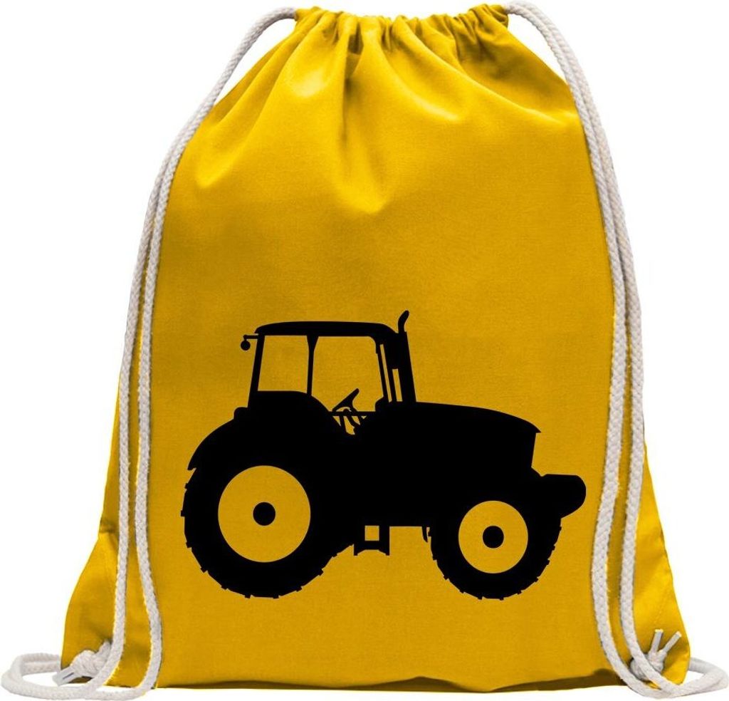 Kiwistar - Turnbeutel - gelb - Landwirt Traktor Fahrzeug - Fun Rucksack Sport Beutel Gymsack Baumwolle mit Ziehgurt