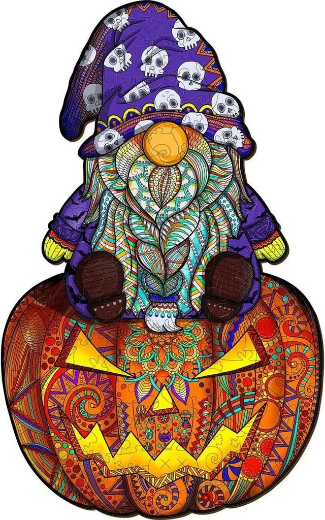 Casse-tête Halloween Gnome L - Évitez l'ennui avec ce puzzle en bois