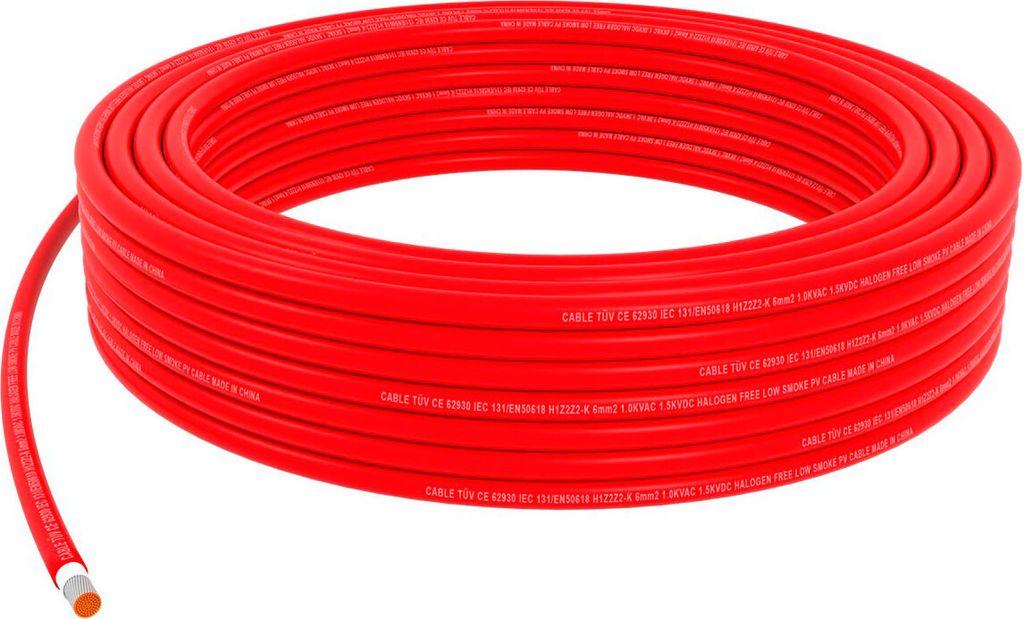50 Meter Solarkabel 6mm² rot Solarleitung PV Kabel Verbindungskabel Solarmodul