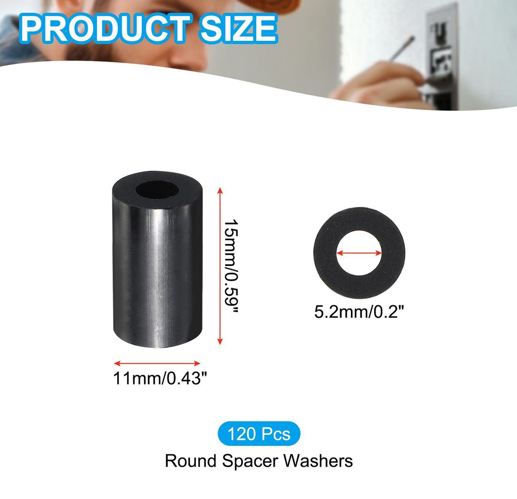 120 Stš¹ck M5 Abstandshalter ABS Distanzhš¹lsen Kunststoff 5.2 mm ID, 11 mm OD, 15 mm L?nge Nylon Runde Unterlegscheiben Abstandshš¹lsen fš...