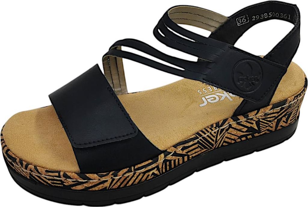 Sandales Rieker pour femmes, couleur noire, modèle Image du produit 