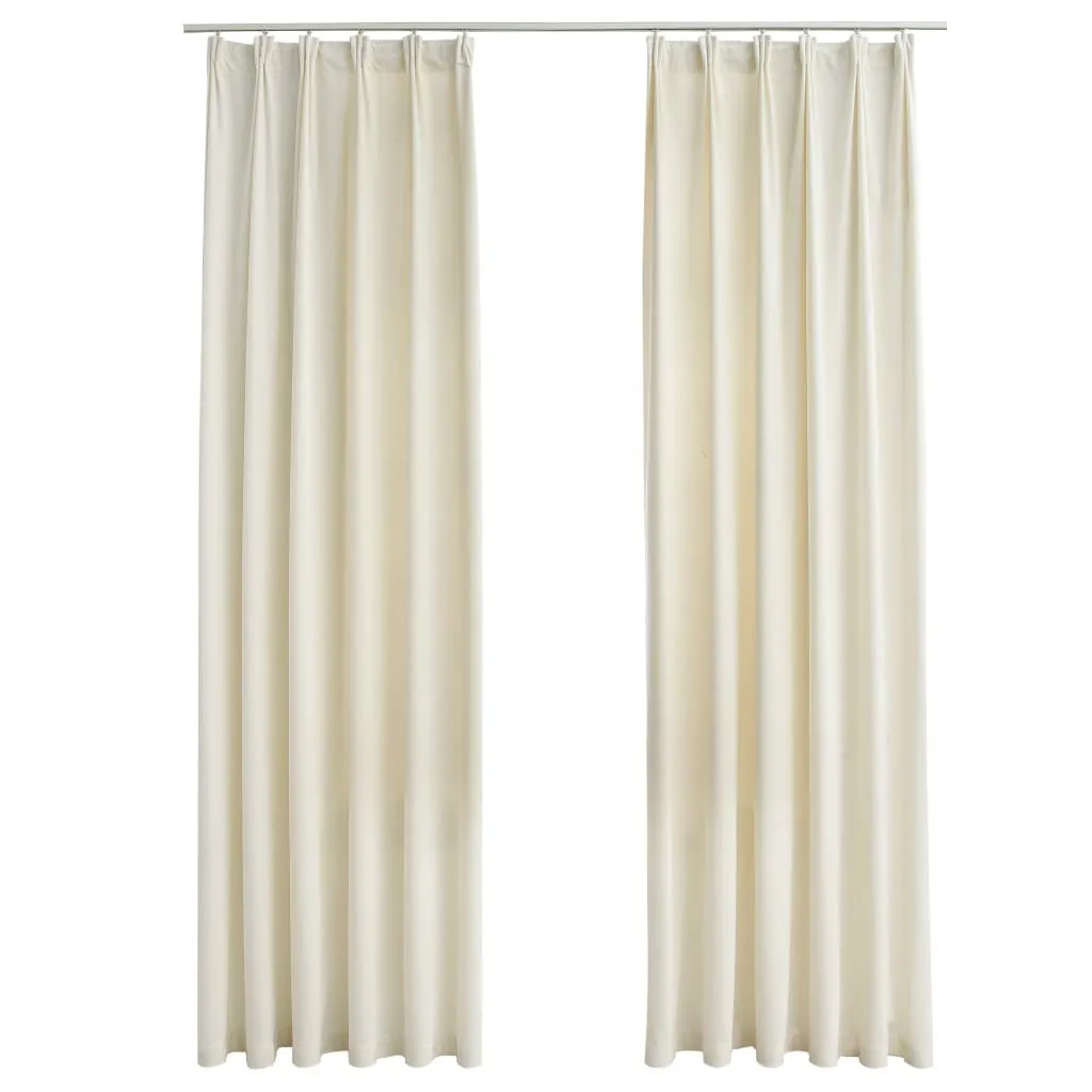 Offerta Set 2 Tende Velluto Crema 140x175cm - Oscuranti con Ganci