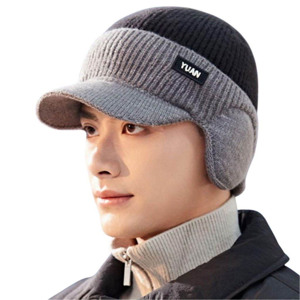 Herren Wintermütze mit Schirm Visor, Warm Strickmütze Produktbild 
