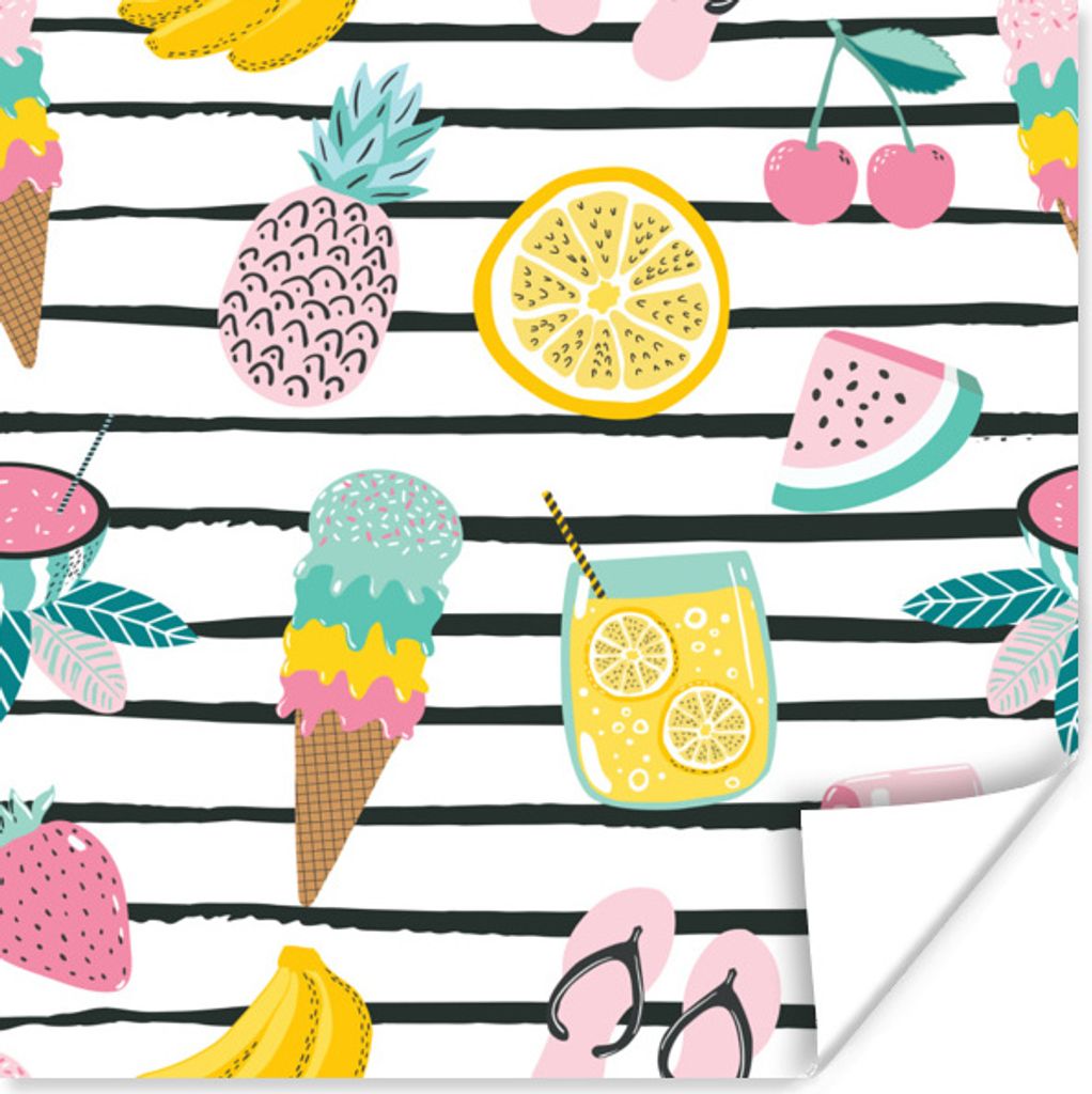 MuchoWow Poster Sommer - Elemente - Pastell 50x50 cm - Wohnzimmerdekoration