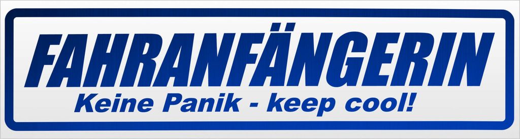 Kiwistar Fahranfängerin - Keine Panik Magnetschild Schild magnetisch - 60cm Blau - reflektierend - Magnetfolie für Auto PKW Kfz