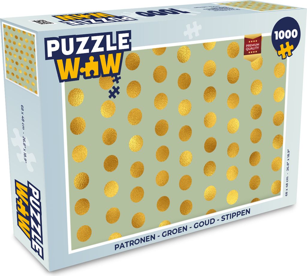MuchoWow Puzzle 1000 Teile Muster - Grün - Gold - Tupfen - Erwachsene - Rätsel