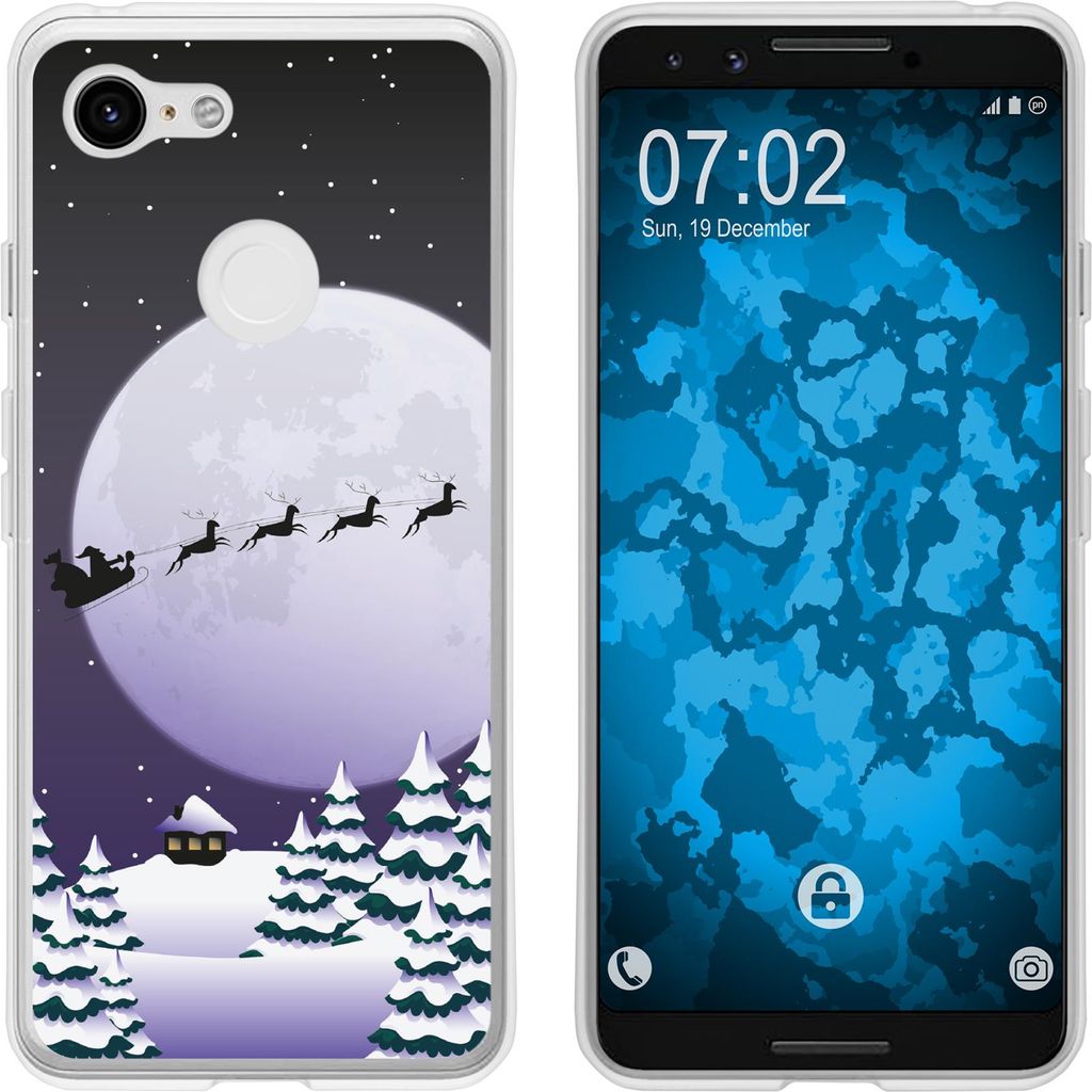 PhoneNatic Case kompatibel mit Google Pixel 3 Silikon-Hülle X Mas Weihnachten Santa - Night M5