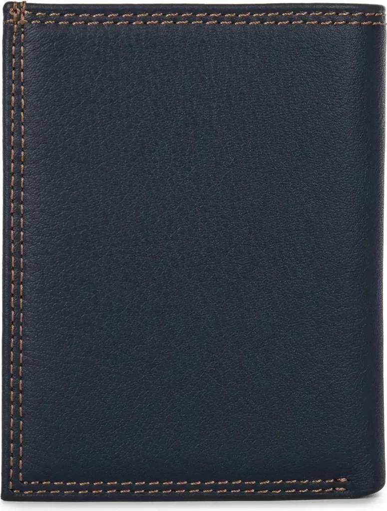 Lancaster Portefeuille en Cuir de Vachette Bleu et Camel avec RFID