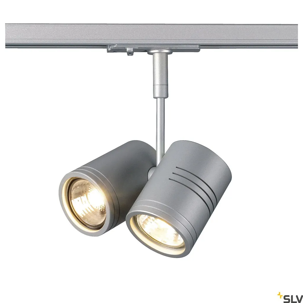 Spot pour rail monophasé SLV BIMA II orientable en métal argenté