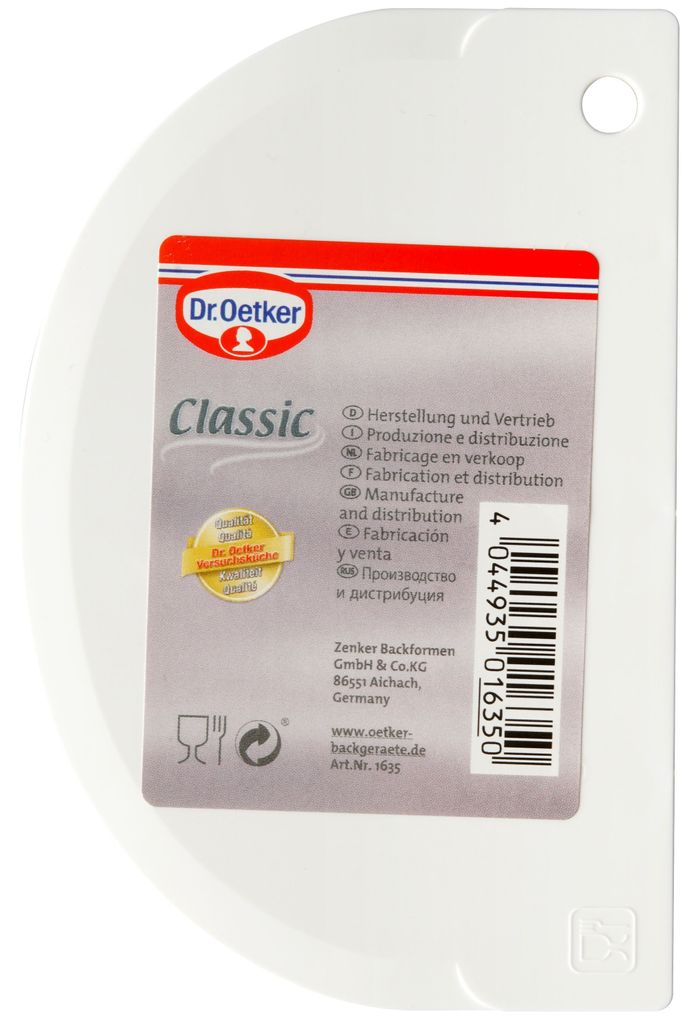 Dr. Oetker Teigschaber Multifunktional – Mit Glatter & Eckiger Kante, Kunststoff (14,5x11 Cm)