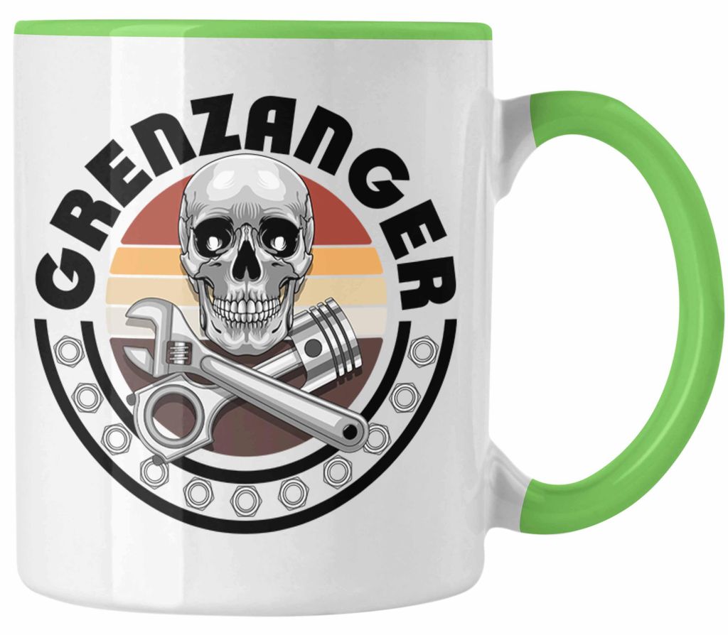 Motorradfahrer Tasse Geschenk Rentner Biker Werden Nicht Grau Das Ist Chrom Geschenkidee (Grün)