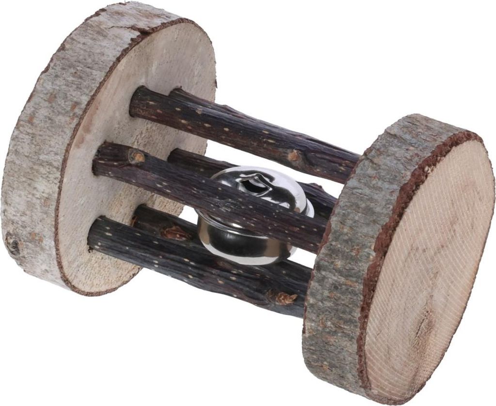 KERBL Spiel- und Knabberrolle mit Glocke 9 x 7 cm (Rindenholz, für Nagetiere)