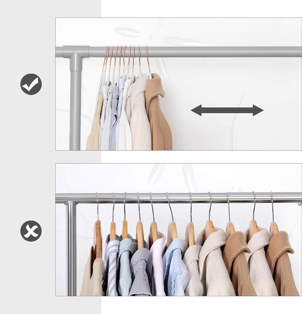 Fluwelen Kleiderbügel Set von 20 Stück - Antislip Oberfläche, 41,5 cm lang, dünnes Design, roségoldene Haken (CRF026W01)