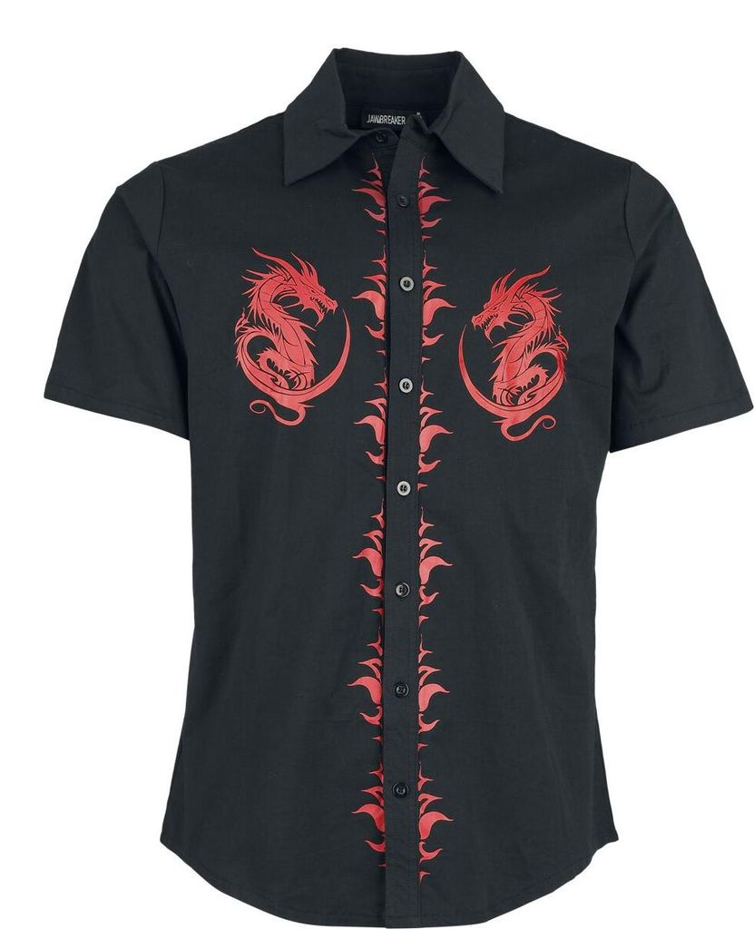 Jawbreaker Kurzarmhemd Herren Dragon And Flame Printed Shirt schwarz XL