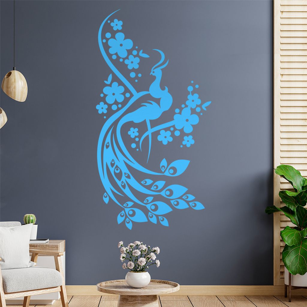 Vogel Ranke Blüte Wandtattoo in 6 Größen - Wandaufkleber Wall Sticker - Dekoration, Küche, Wohnzimmer, Schlafzimmer, Badezimmer