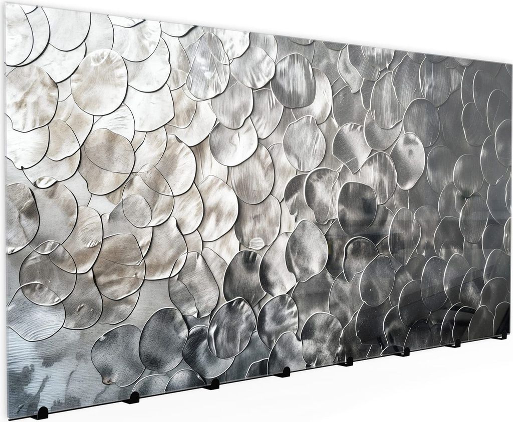 Wandgarderobe mit Magnetwand & Memoboard aus Glas Metallic Schuppen