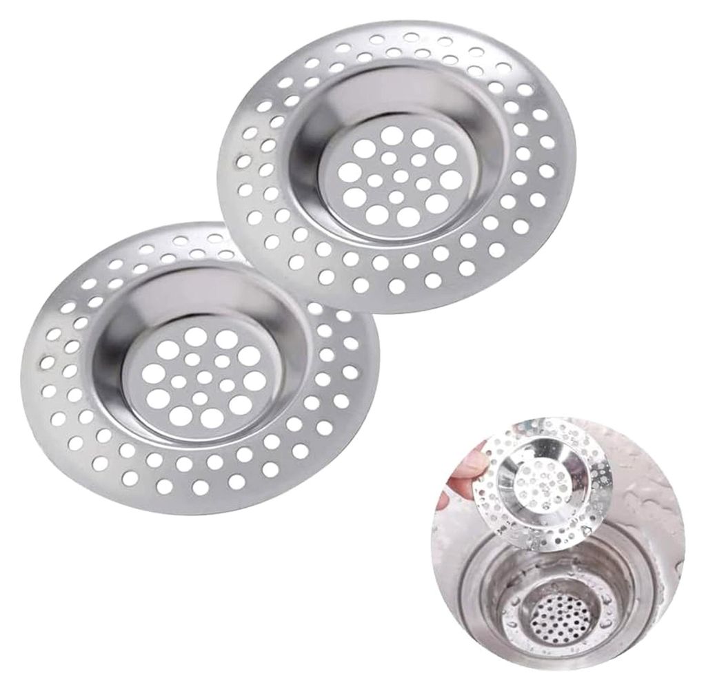 2 Stück Abflusssieb Edelstahl, Abfluss Sieb, Spüle Filter Sieb, Haarsieb Dusche, Waschbecken Sieb, Spülbeckensieb, Abflusssieb Siebe für Dusche...