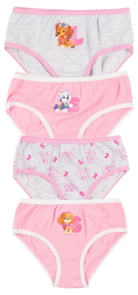 Paw Patrol Panty für Mädchen - Kinder Unterhose Slip Unterwäsche Rosa/Grau (4er Pack) 110-116