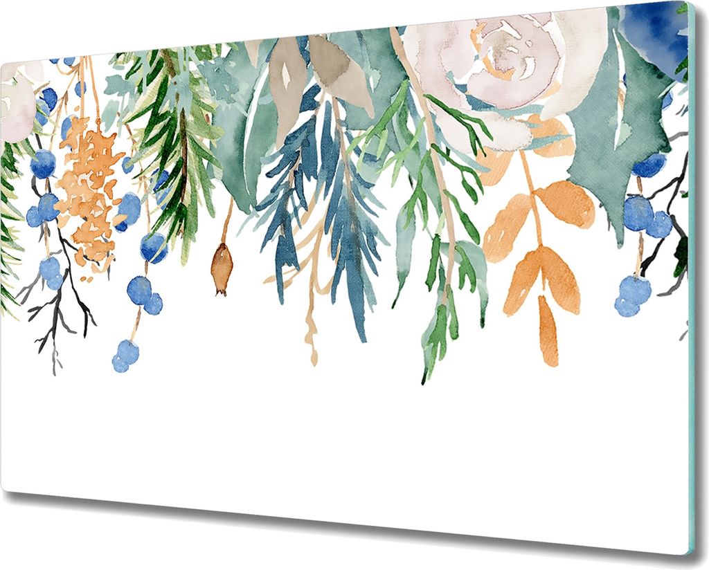 Coloray Kochplattenabdeckung Herdabdeckplatte 80x52 cm Hackbrett Schneidebrett Küchenbrett - Blumen Pflanzen