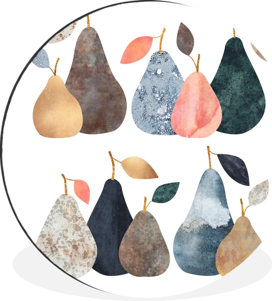 MuchoWow Aluminium Wandkreis Birne - Pastell - Obst - Design Ø 90 cm Wanddeko Modern Wohnzimmer - Mauerkreis - Wandbilder - Runde Bild - Bild au...