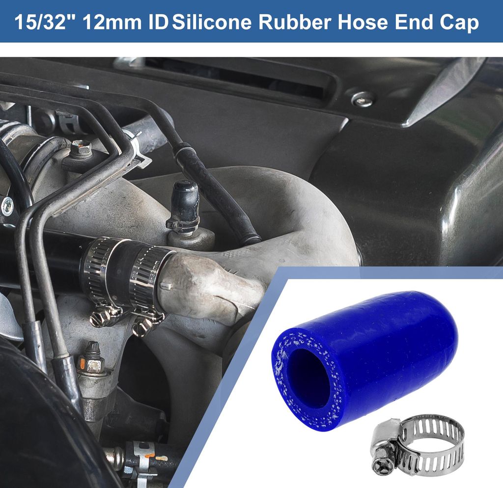 15/32" 12mm ID Silikon Gummischlauch Endkappe 3-lagiges Polyester Für Kühlmittel Turbo Bypass Ventil Vakuum 30mm Blau