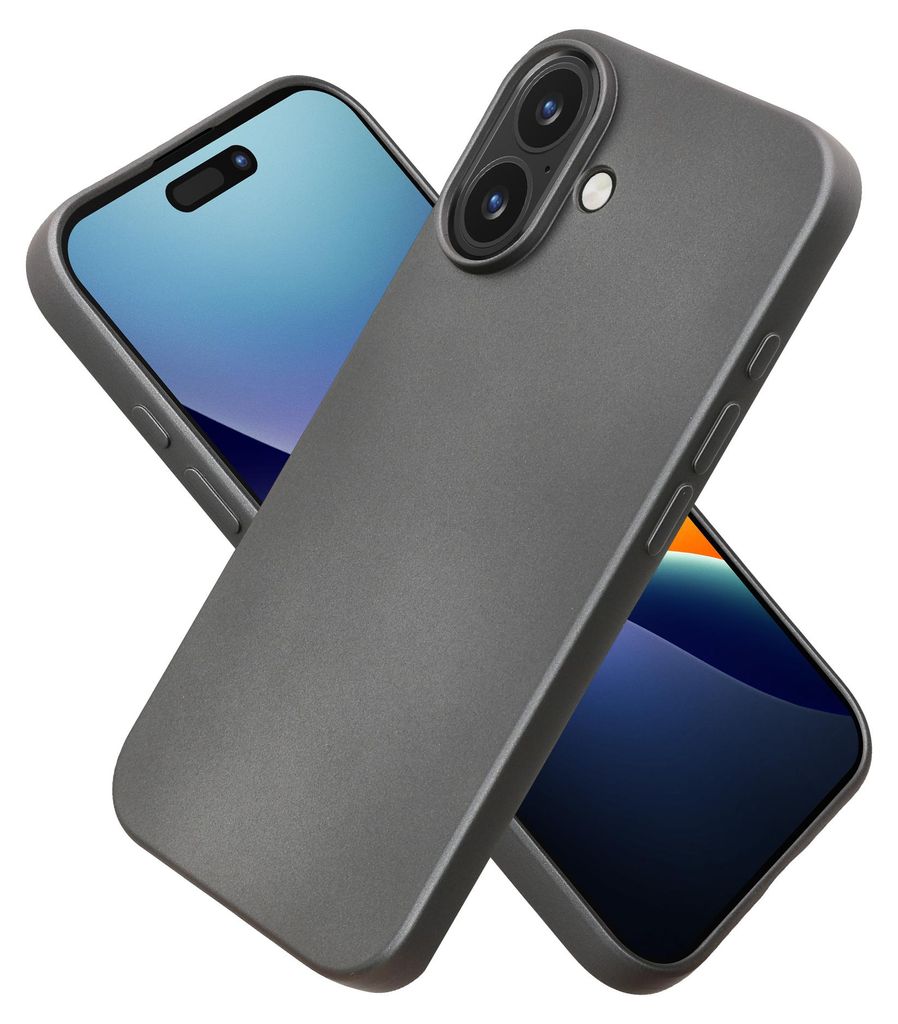 kwmobile Handyhülle für Apple iPhone 16 Hülle - Silikon Case metallisch schimmernd - Schutzhülle Cover - Metallic Grau