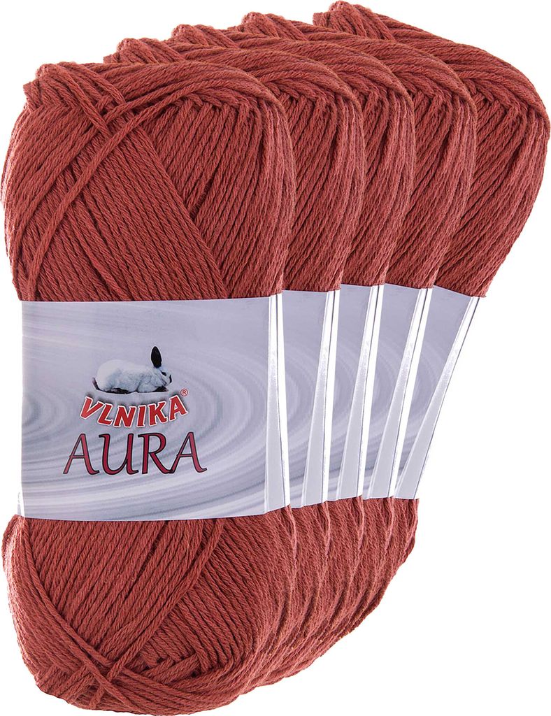 5 x 100g Aura Baumwoll-Leinen-Garn Strickgarn Häkelgarn Farbwahl
