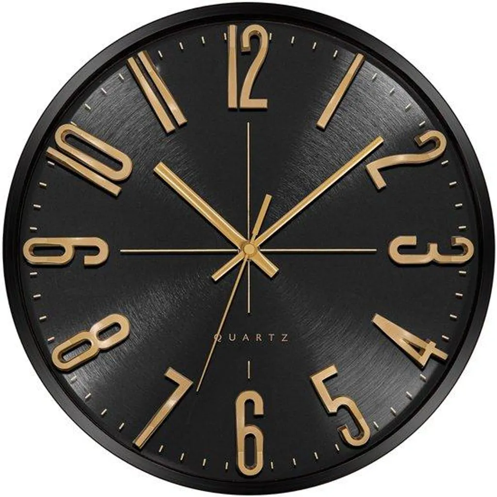 Horloge murale silencieuse noire de 30 cm à quartz haute précision
