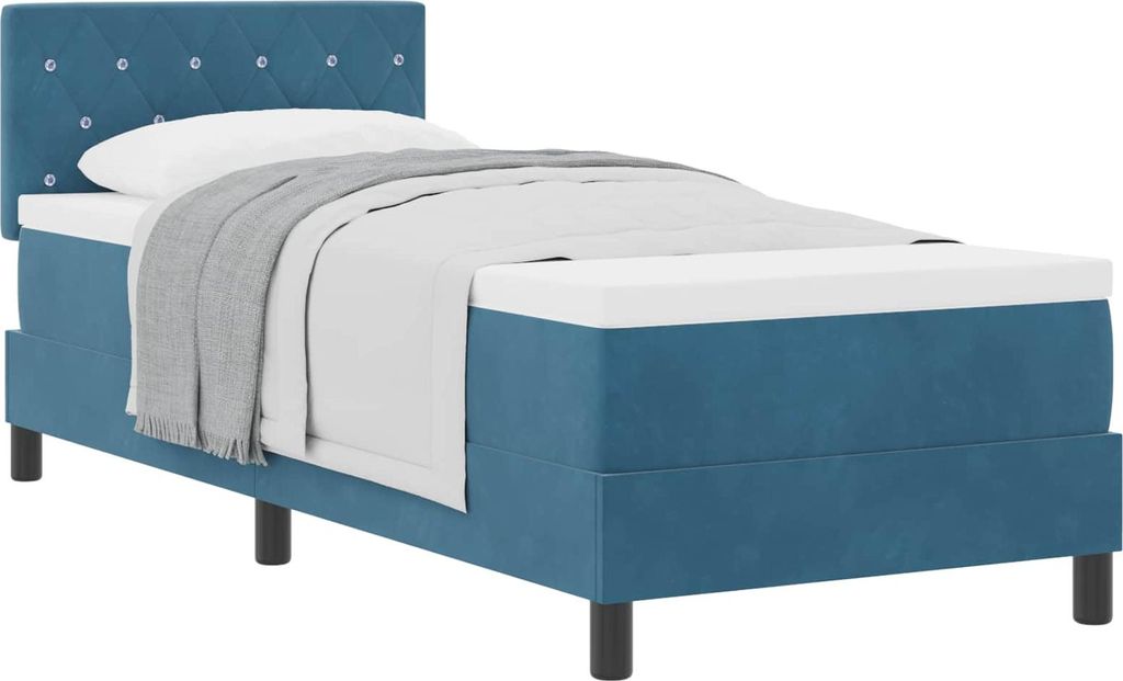 Boxspringbett mit Matratze Dunkelblau 80 x 200 cm Samt