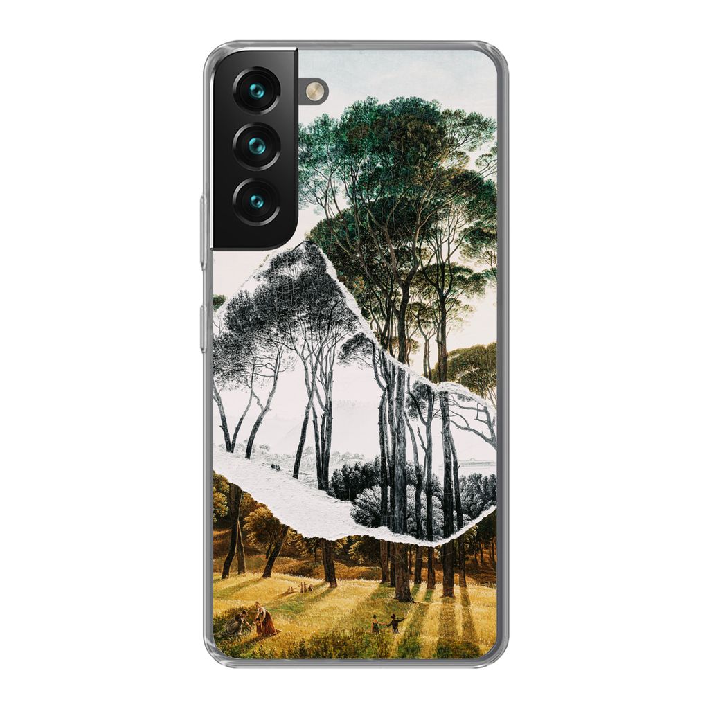 MuchoWow Handyhülle Schutzhülle Hülle für Samsung Galaxy S22 Plus Italienische Landschaft Schirmkiefern - Kunst - Hendrik Voogd - Malerei - S...