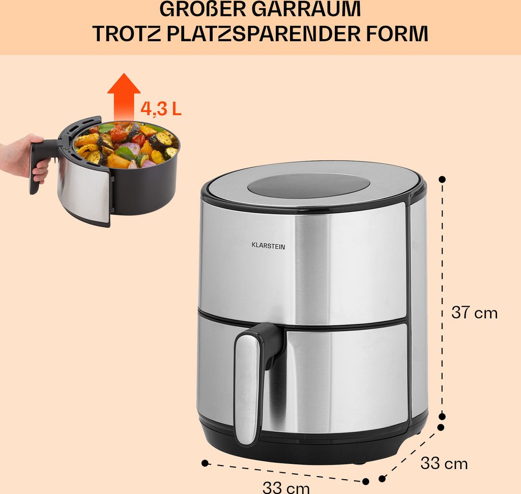 Klarstein Heißluftfriteuse, Air Fryer zum Frittieren, Produktbild 6