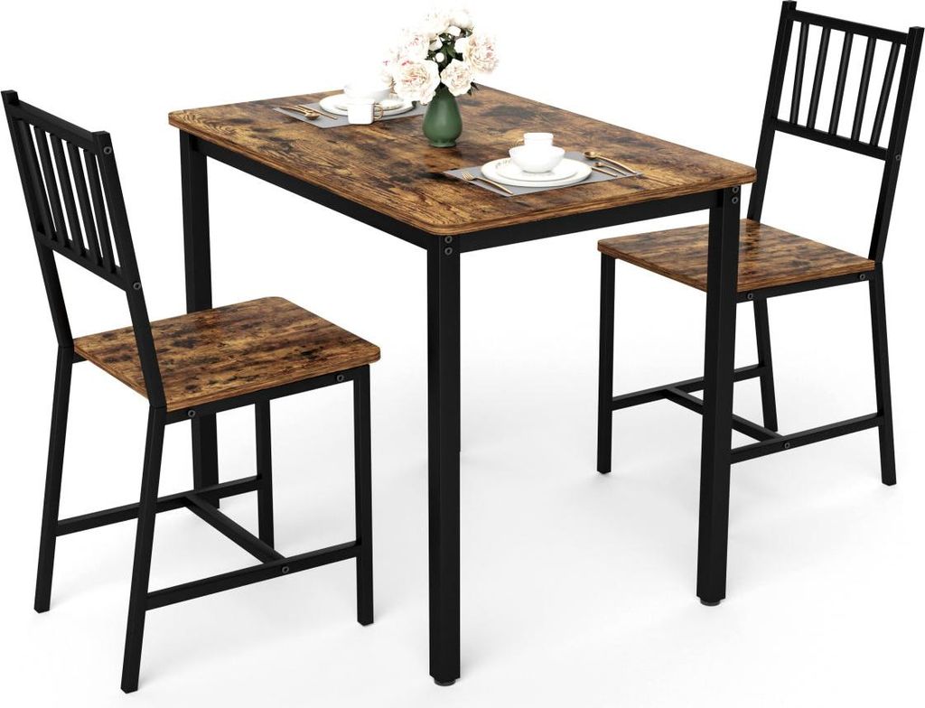 Esstischgarnitur Rustikales Braun/Schwarz 90x60x75,5 cm mit Produktbild 