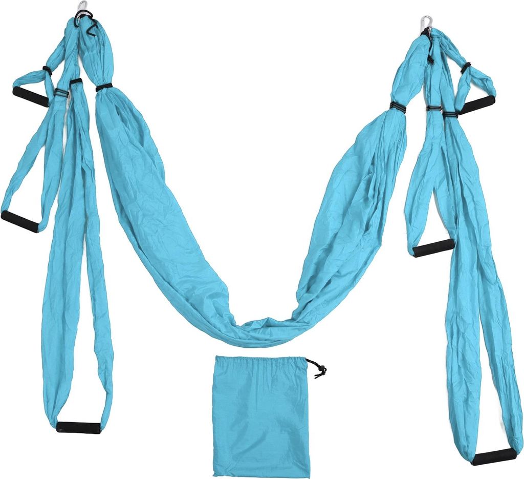 Lake Blue Aerial Yoga-Schaukelset aus Polyester-Baumwolle, verstellbar, verbessert die Flexibilität, Hängematte für körperliche Übungen