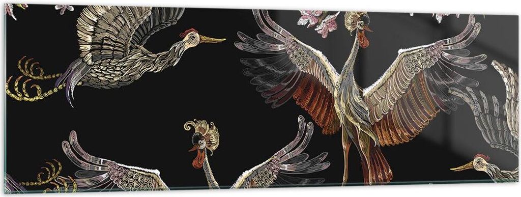 Bilder auf glas - Einteilig - Asiatisch Vögel Verziert - 160x50cm - Glasbilder - Wandbilder - Bilder - zum Aufhängen bereit - Wanddekoration aus ...
