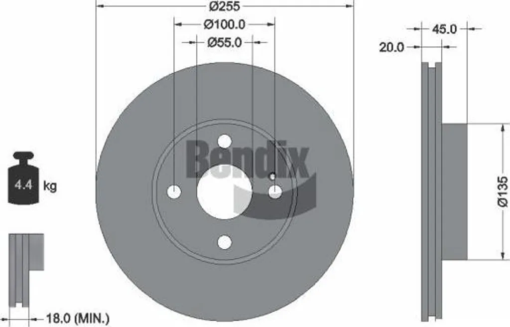 Disque de frein pour Mazda MX-5 Bendix BDS1948 - Sécurité de freinage OE