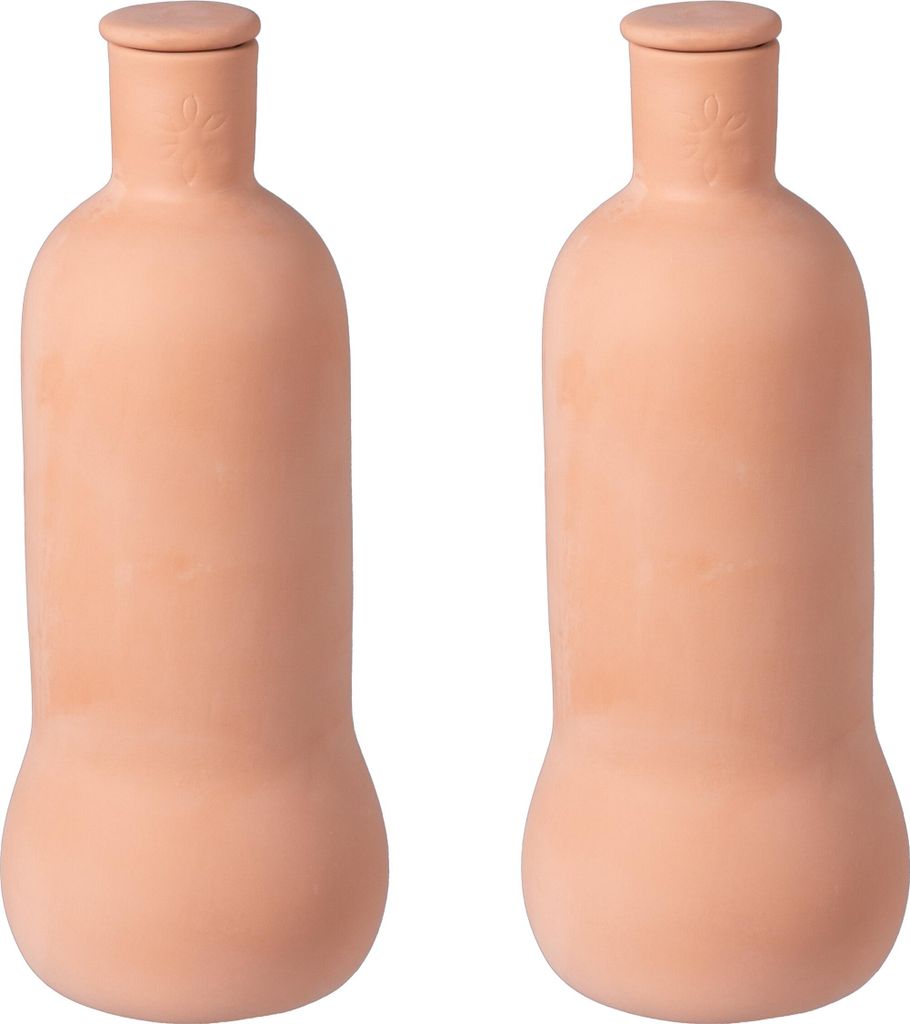 Relaxdays Ollas, set da 2, 1 l, terracotta, irrigazione a Immagine del prodotto 