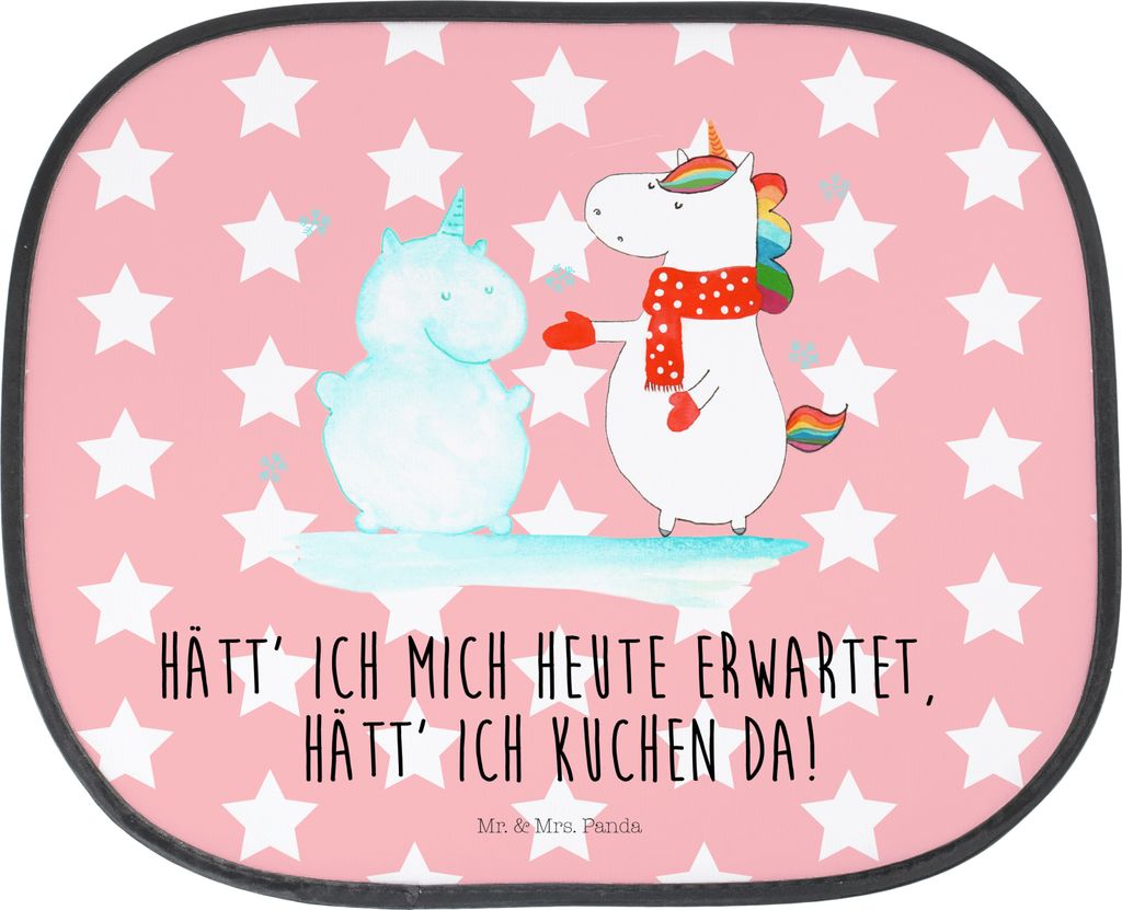 Mr. & Mrs. Panda fenster sonnenschutz auto Einhorn Schneemann - Rot Pastell - Geschenk, Winter, kalt, Weihnachten, Schnee, Unicorn, Sonnenblende, F...