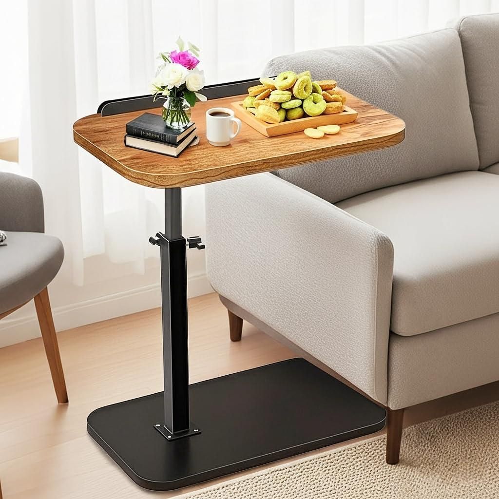 C-förmiger Beistelltisch, höhenverstellbarer Laptoptisch für Sofa, Bett oder Leseecke, um 360° drehbares TV-Regal, Couchtisch, lässt sich daru...
