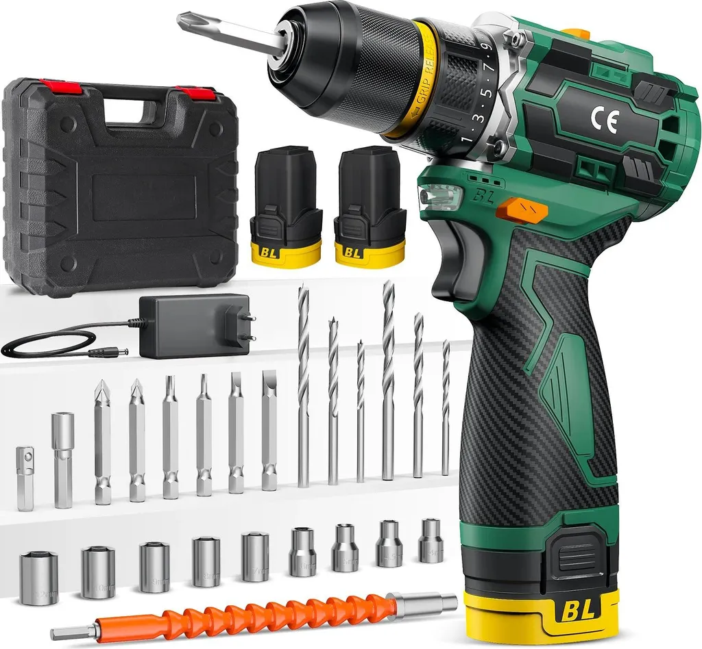 Trapano Avvitatore Brushless 21V Professionale con 2 Batterie 2.0Ah