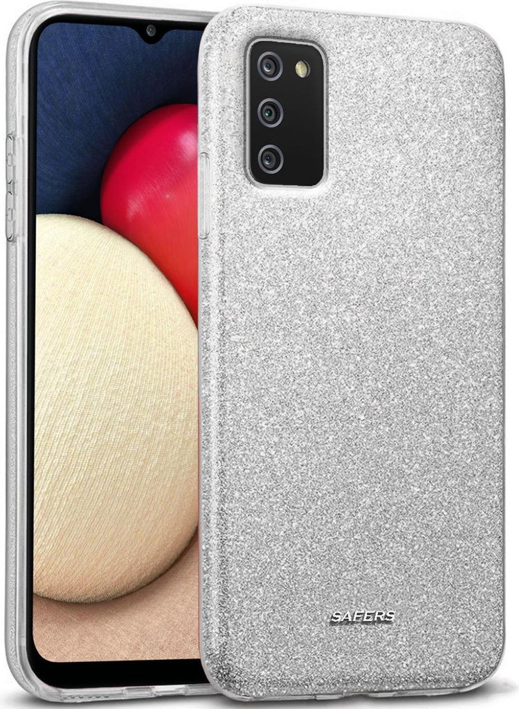 Handy Case für Samsung Galaxy A03s Hülle Glitzer Cover TPU Schutzhülle, Silber