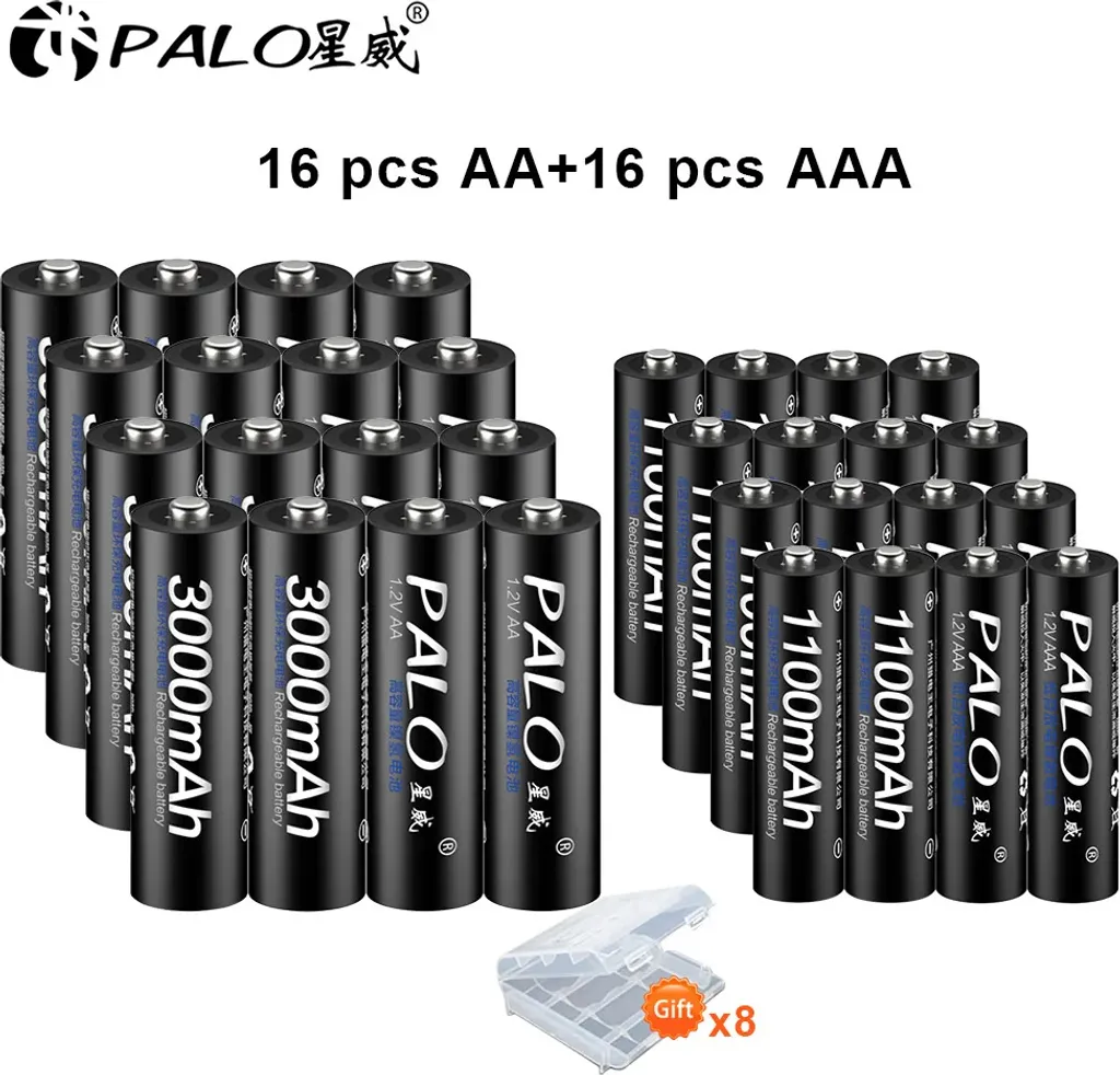 Piles rechargeables haute capacité 3000mAh AA et 1100mAh AAA Ni-MH 1,2V - 2