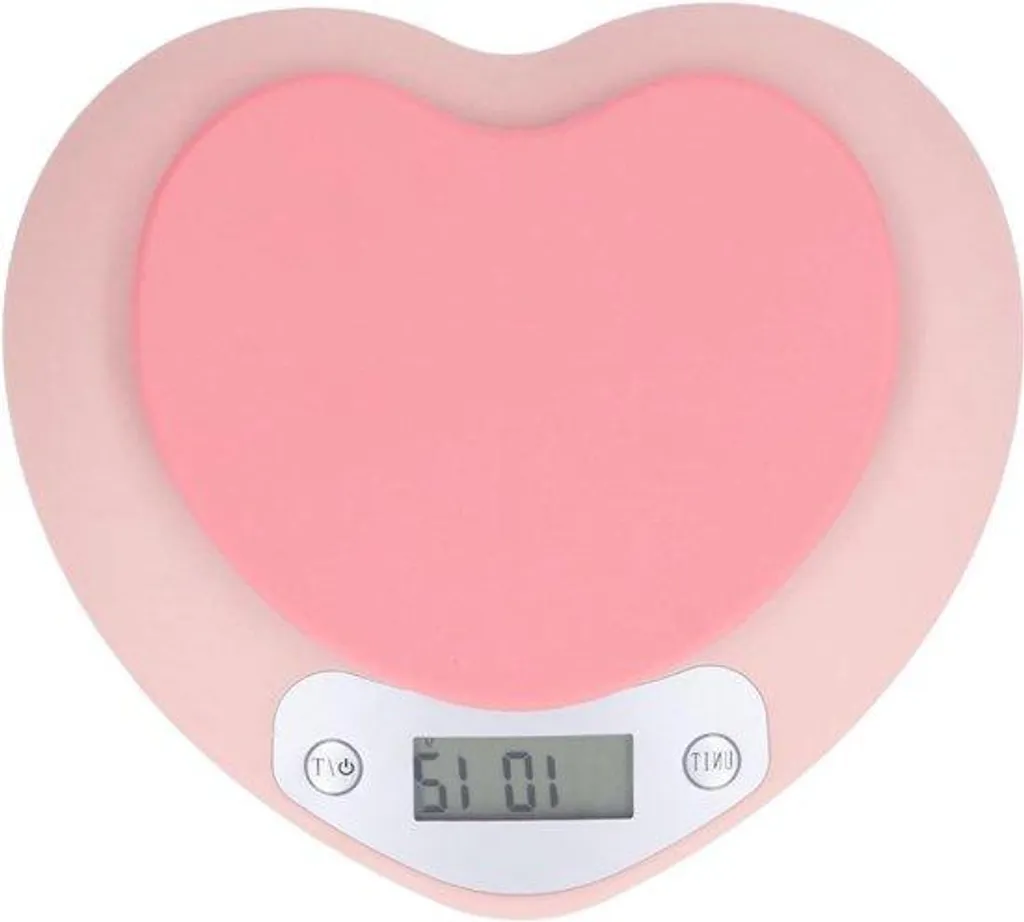Pèse-aliment électronique 5 kg rechargeable avec plateau cœur rose
