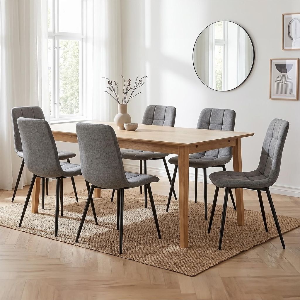 Homestyle4u Esszimmerstühle 6er Set Samt Polsterstuhl Grau Produktbild 