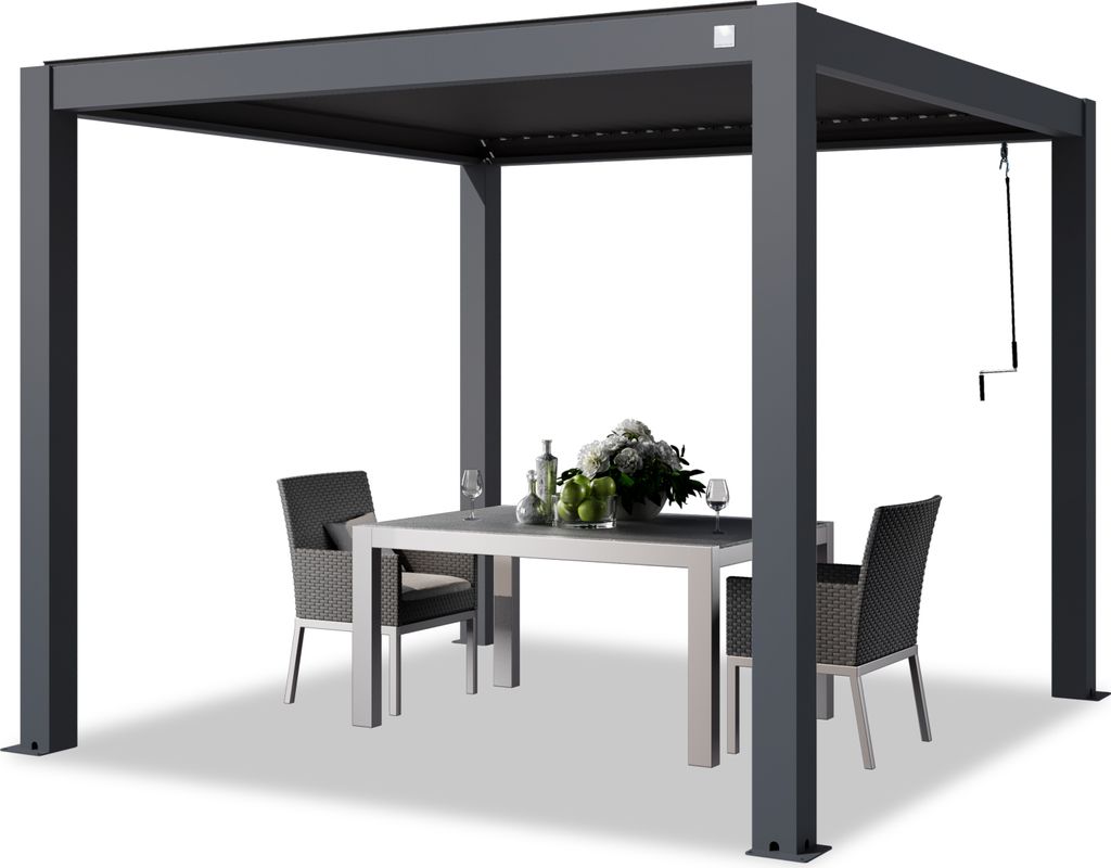 PRIMEYARD Pergola 3x3 m Aluminium Pfosten mit Lamellendach aus Aluminium anthrazitfarbene Terrassenüberdachung