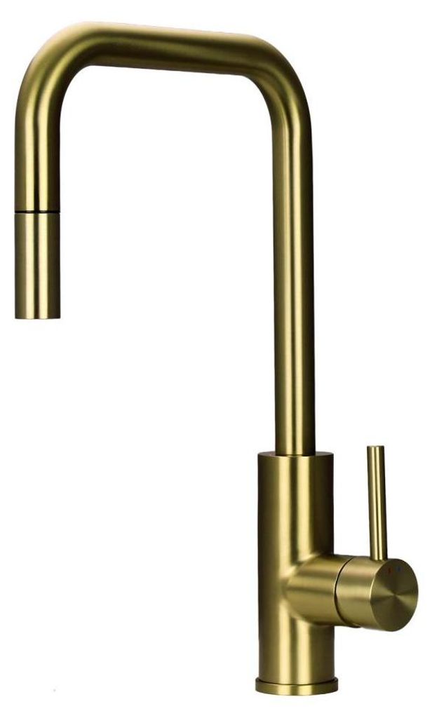 Pure.Sink Luxion Goldene Küchenarmatur „Square“ mit ausziehbarem Auslauf PLXSQUA-60