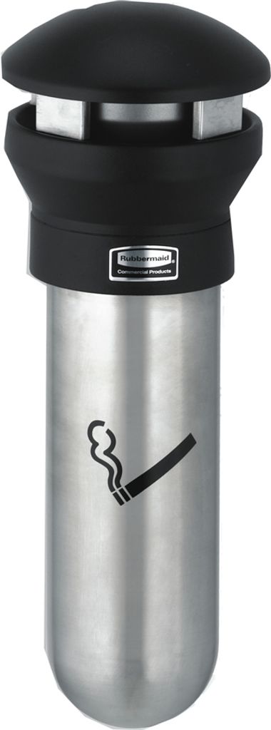 Rubbermaid Wandascher Infinity rund silber / schwarz aus Edelstahl / Metall