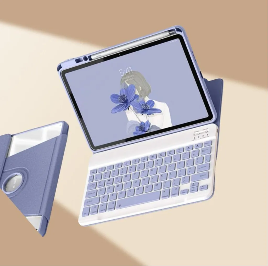 Custodia Con Tastiera Bluetooth Per Huawei Mediapad T5 10.1 (2018) – Claelech, Rivestimento In Pelle Con Supporto E Tastiera Rimovibile QWERTZ
